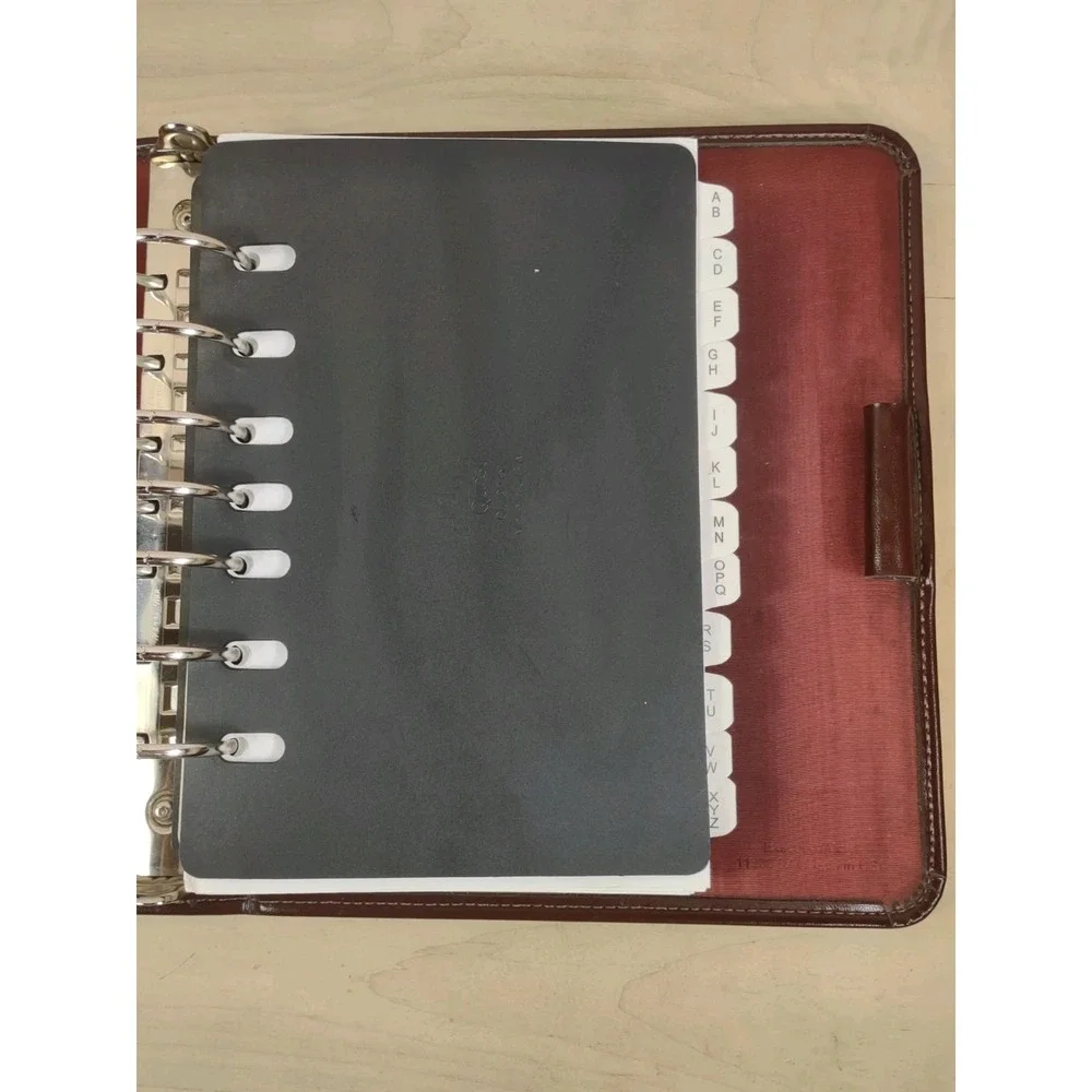 VTG 1998 FRANKLIN QUEST Leather 7-Ring Planner Binder ORGANIZER USA Burgundy